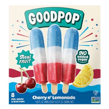 GoodPop No Added Sugar Cherry n' Lemonade Red, White & Blue Pops