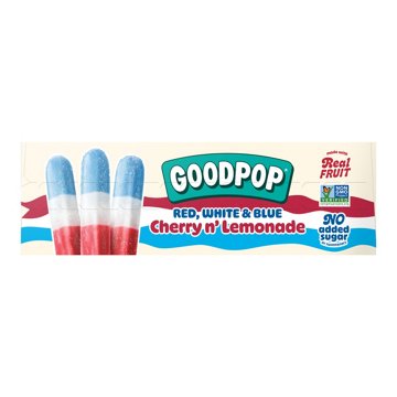 GoodPop No Added Sugar Cherry n' Lemonade Red, White & Blue Pops