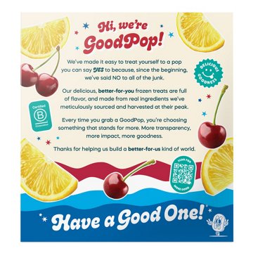 GoodPop No Added Sugar Cherry n' Lemonade Red, White & Blue Pops