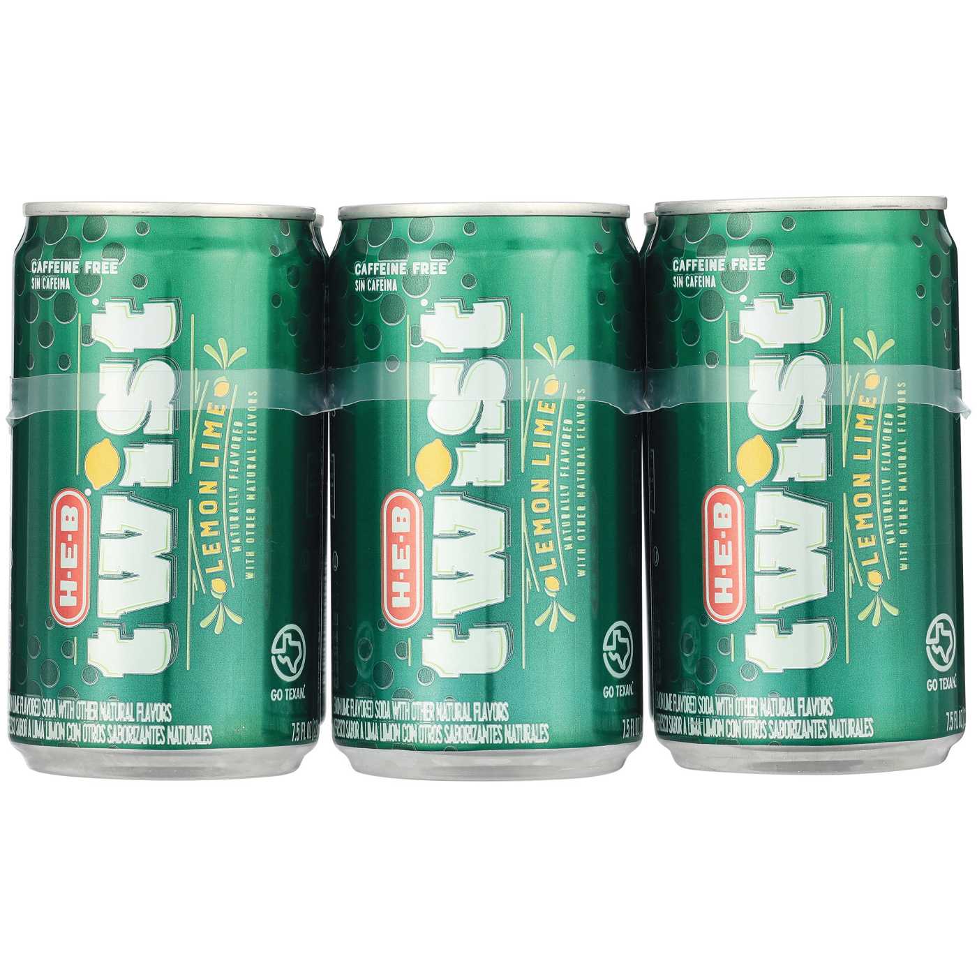 H-E-B Twist Lemon Lime Soda 6 pk Mini Cans; image 1 of 2