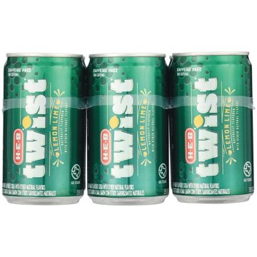 H-E-B Twist Lemon Lime Soda 6 pk Mini Cans, 7.5 oz