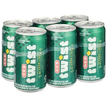 H-E-B Twist Lemon Lime Soda 6 pk Mini Cans, 7.5 oz