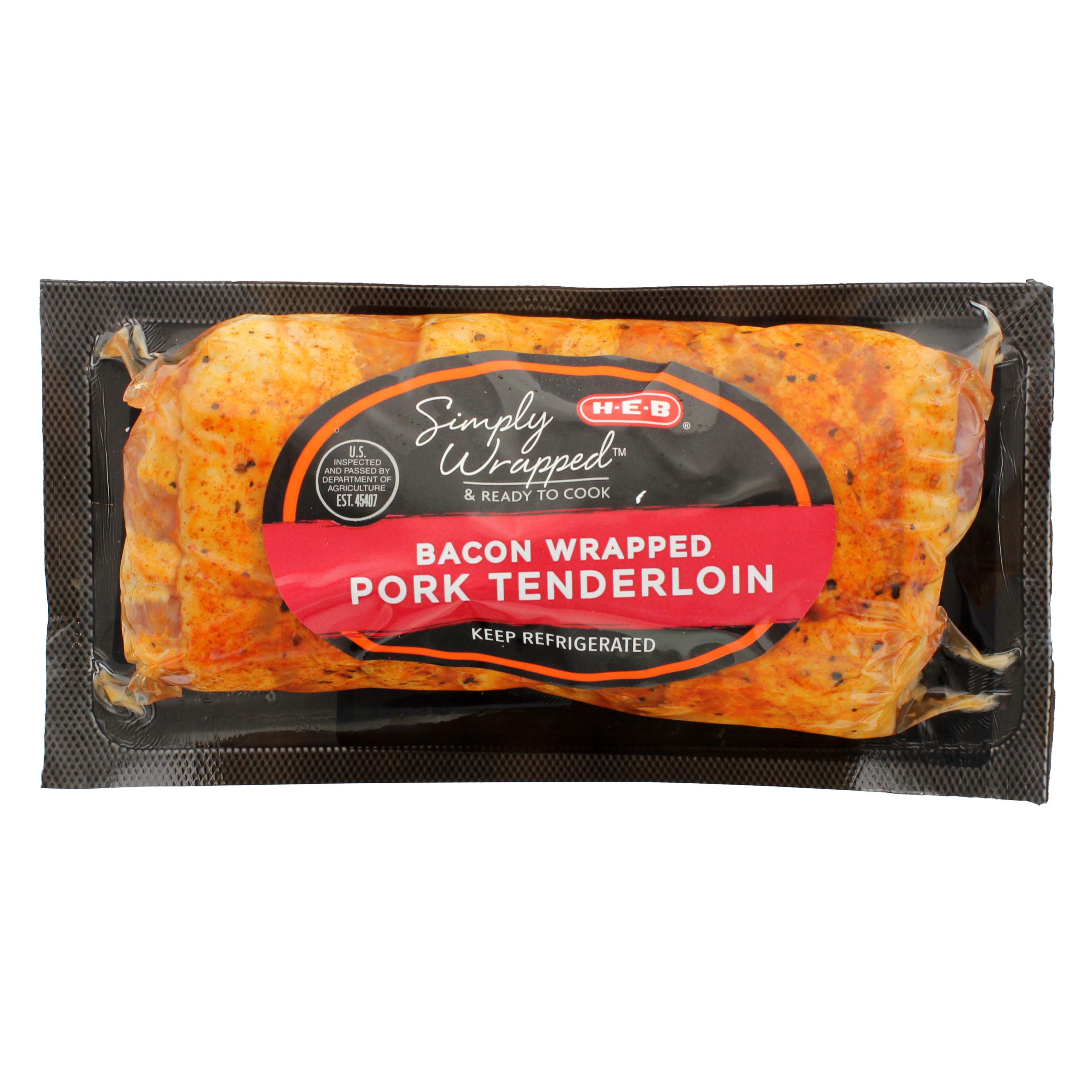 HEB Simply Wrapped Bacon Seasoned Pork Tenderloin BBQ Shop Pork