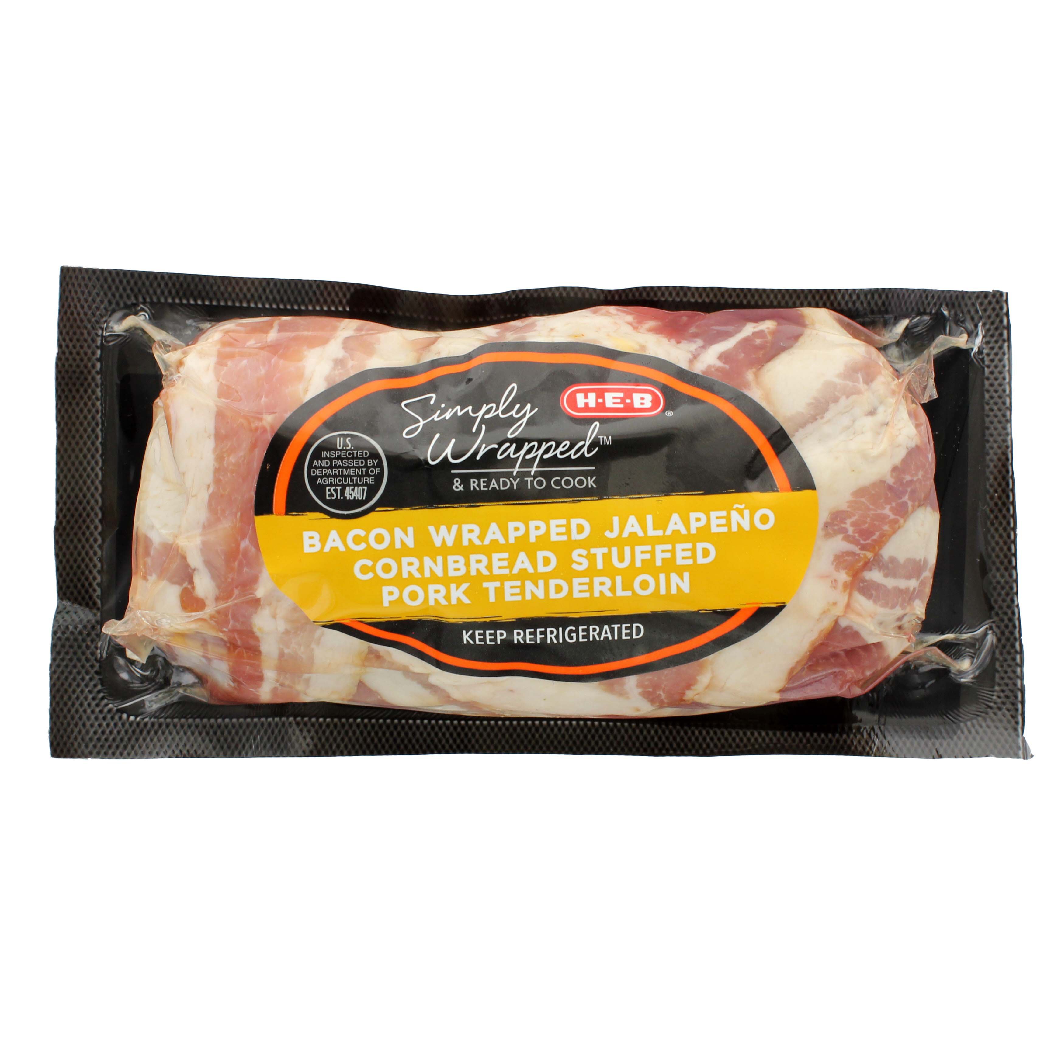 H-E-B Bacon Wrapped Pork Tenderloin With Jalapeno Cornbread - Shop Pork ...