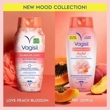 Vagisil Scentsitive Scents Daily Intimate Wash - Joyful Peach Papaya, 12 oz