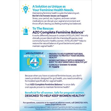 Azo Complete Feminine Balance Daily Probiotic, 30 ct