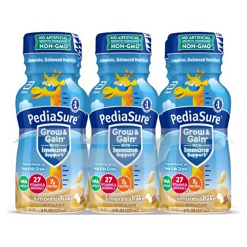 PediaSure Grow & Gain with Immune Support 7g Protein Shake for Kids - S'mores, 8 oz Bottles, 6 pk