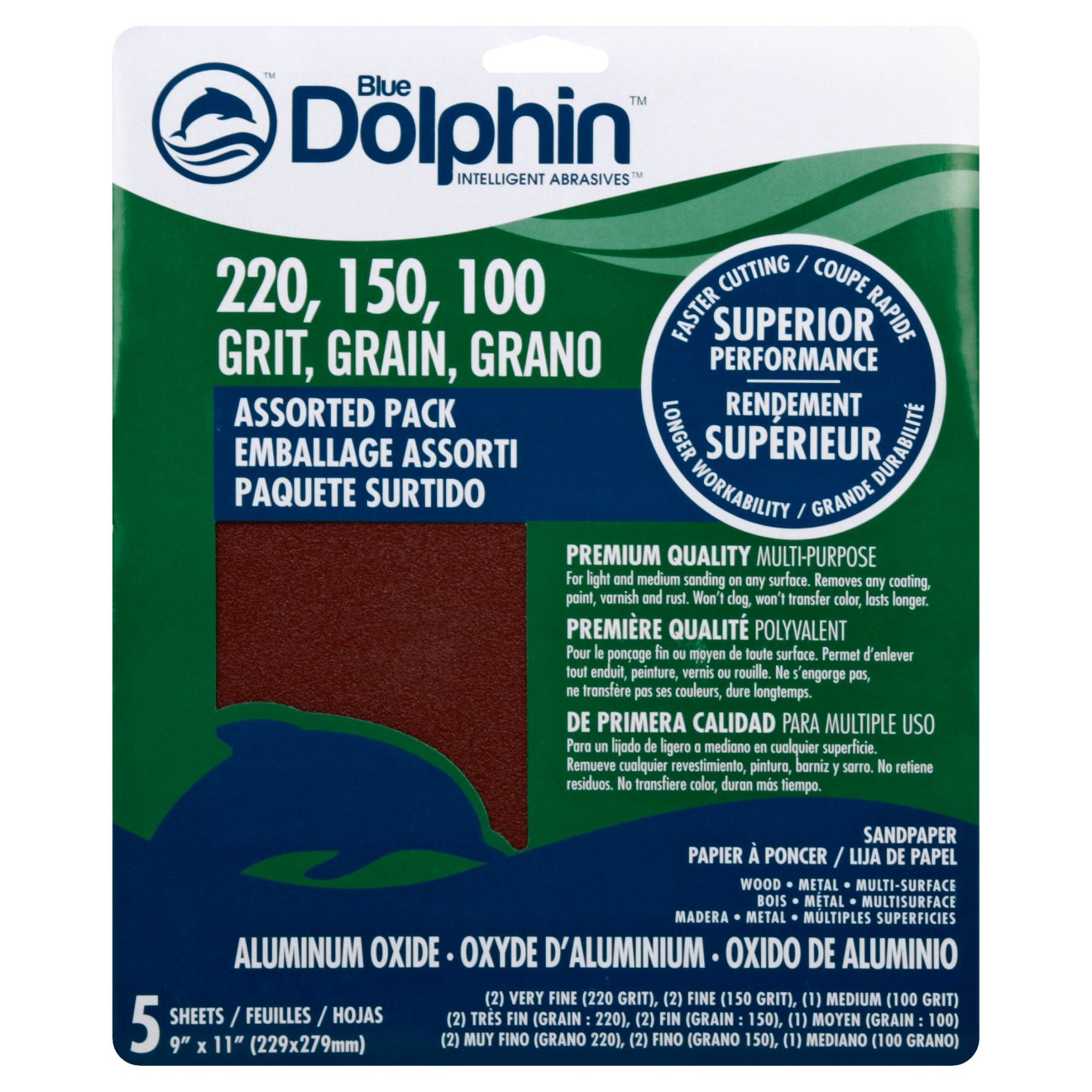 Blue Dolphin Aluminum Oxide Assorted Sandpaper Sheets Shop Sandpaper