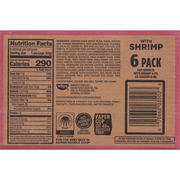 Nissin Shrimp Cup Noodles Value Pack, 6 ct