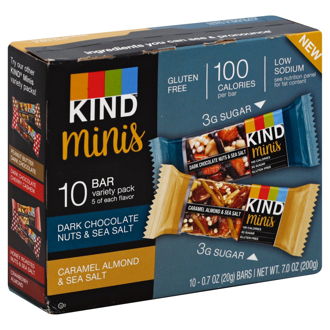 Kind Minis Dark Chocolate Sea Salt Caramel Almond Sea Salt Bars Variety Pack Shop Granola