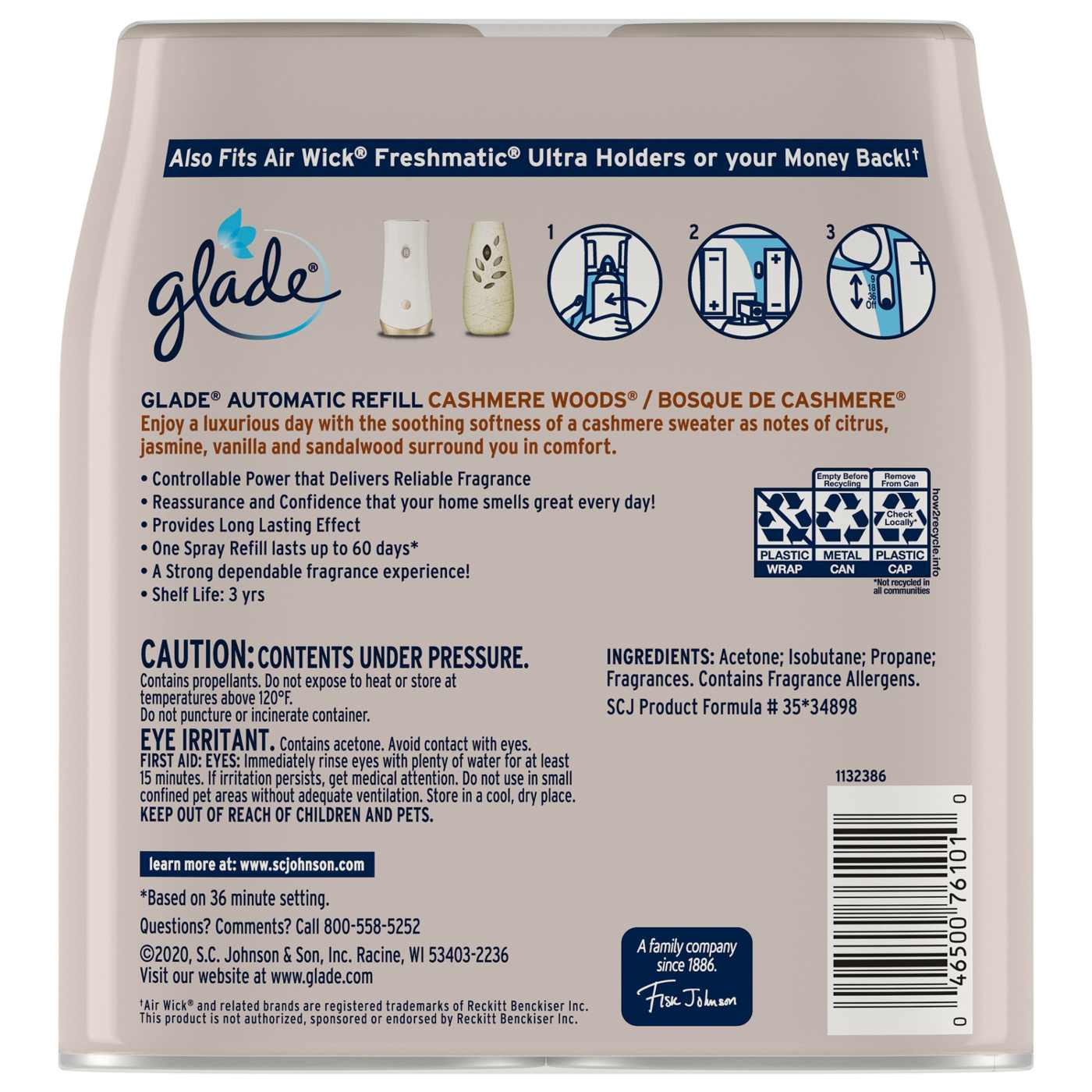 Glade Automatic Spray Refills, Value Pack - Cashmere Woods; image 3 of 3