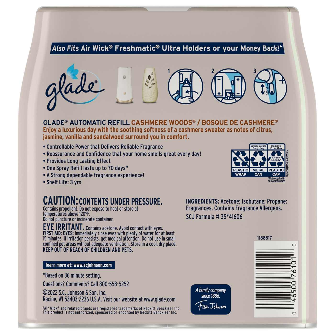 Glade Automatic Spray Refill Air Freshener - Cashmere Woods; image 7 of 7