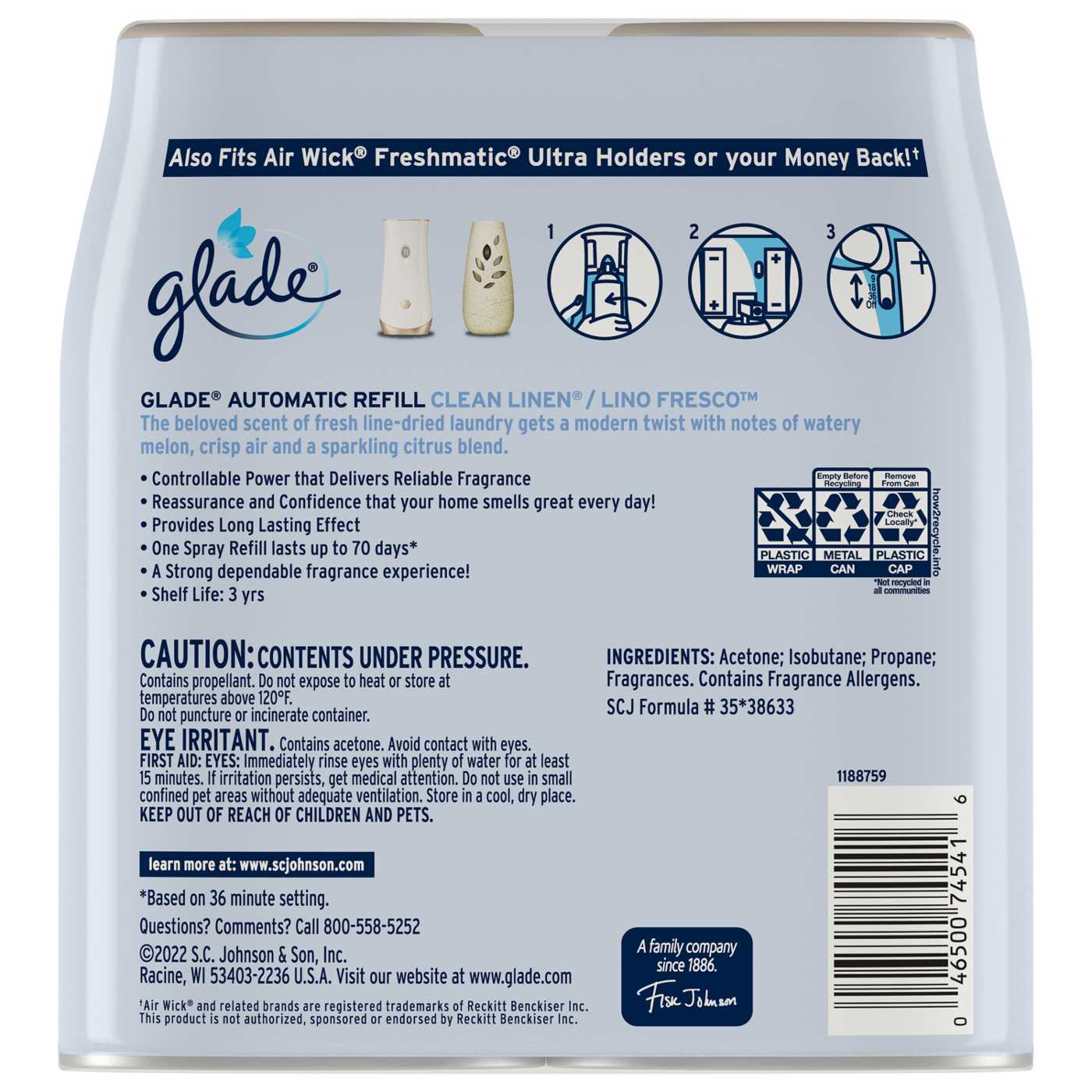 Glade Automatic Spray Refill Air Freshener - Clean Linen; image 3 of 5