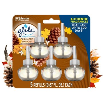 Glade PlugIns Scented Oil Air Freshener Refills - Cashmere Woods, 5 ct