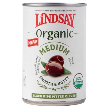 Lindsay Organic Medium Black Ripe Pitted Olives, 6 oz