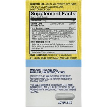 H-E-B Optimal Care Probiotic Capsules – 30 Billion CFUs, 30-ct