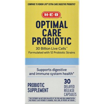 H-E-B Optimal Care Probiotic Capsules – 30 Billion CFUs, 30-ct