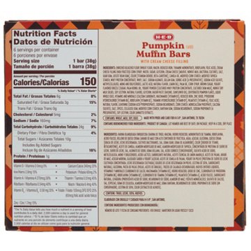 H-E-B Pumpkin Muffin Bars with Cream Cheese Filling, 6 ct
