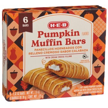 H-E-B Pumpkin Muffin Bars with Cream Cheese Filling, 6 ct