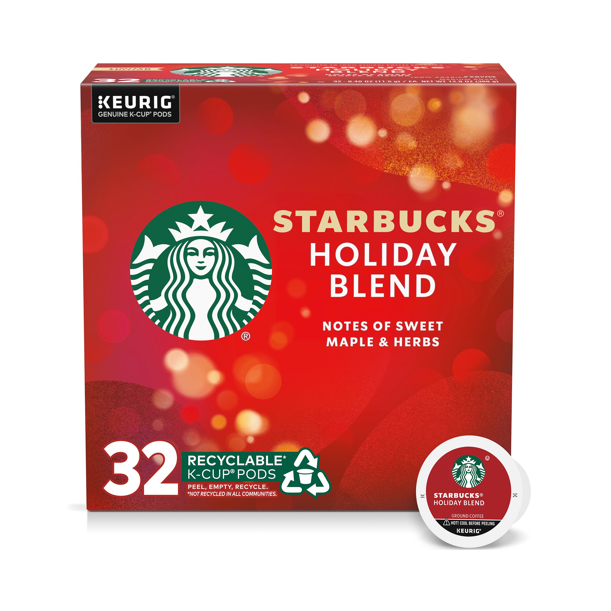 Starbucks Holiday Blend Medium Roast Single Serve Coffee K Cups - Shop ...