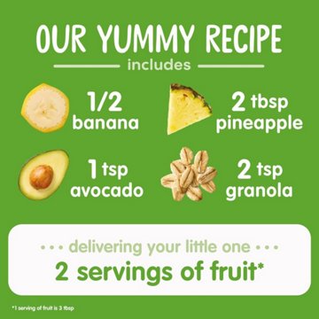 Happy Baby Clearly Crafted Stage 2 Bananas Pineapple Avocado & Granola  Baby Food Pouch