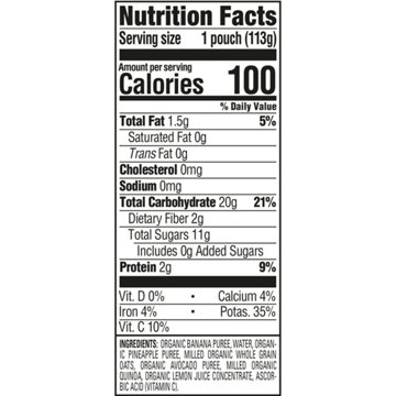 Happy Baby Clearly Crafted Stage 2 Bananas Pineapple Avocado & Granola  Baby Food Pouch