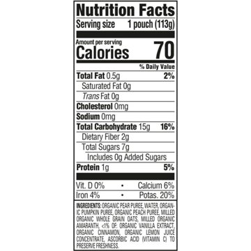 Happy Baby Clearly Crafted Stage 2 Pears Pumpkin Peaches & Granola Baby Food Pouch