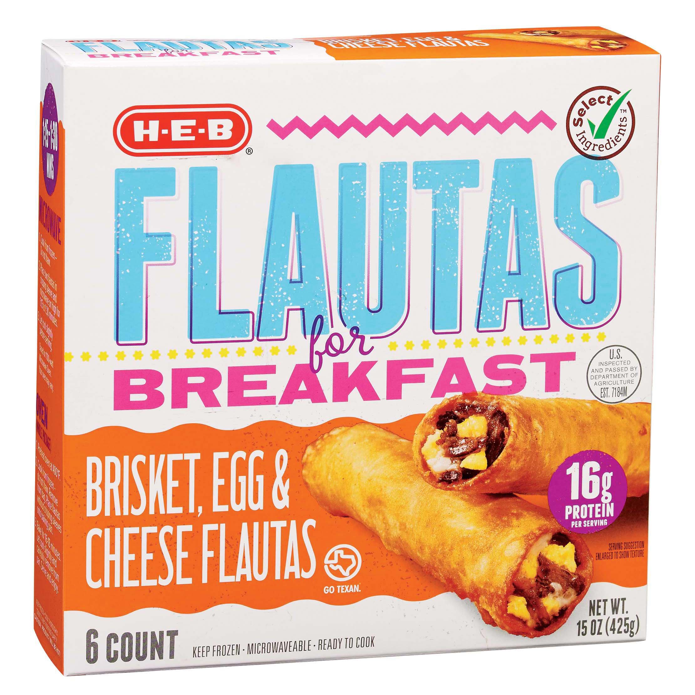 HEB Frozen Breakfast Flautas Brisket, Egg & Cheese Shop Meals & Sides at HEB