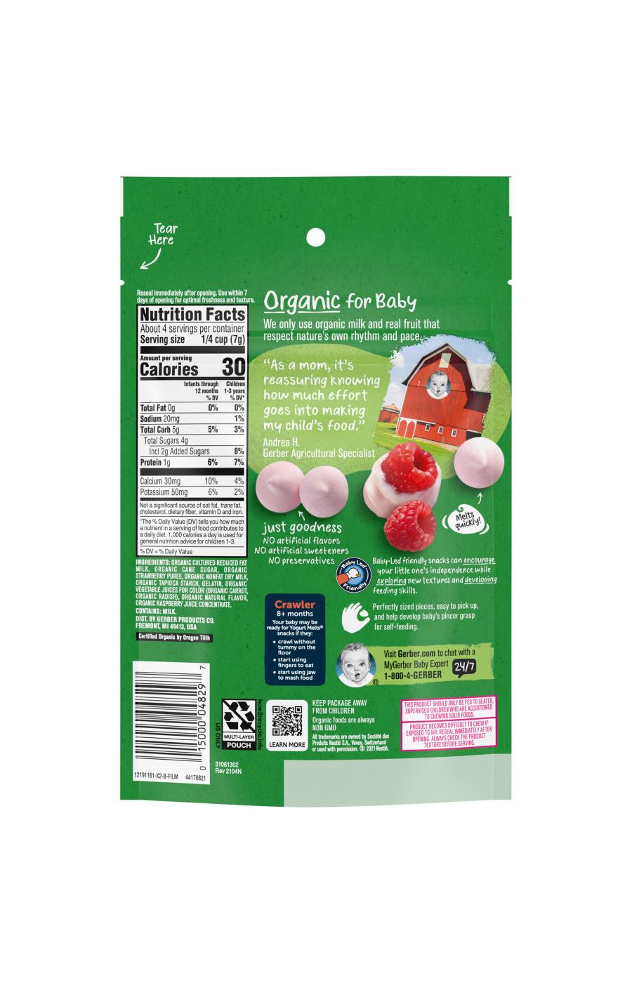 Gerber Organics for Baby Yogurt Melts - Red Berries; image 3 of 8