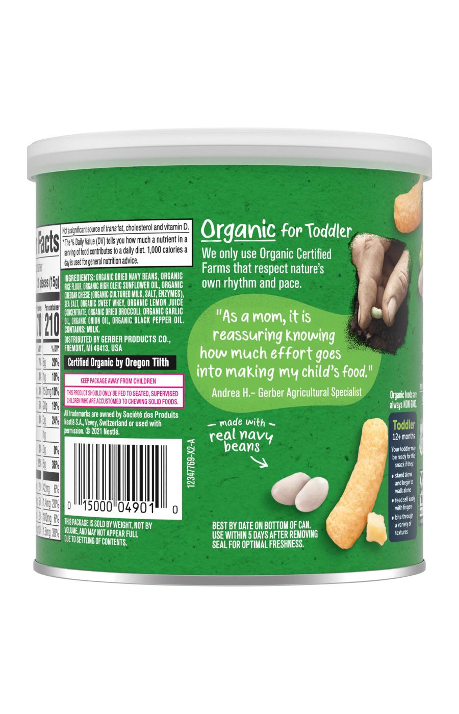 Gerber Organic for Toddler Lil' Crunchies - White Cheddar Broccoli; image 6 of 8