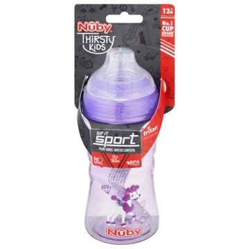 Nuby Thirsty Kids Sip It Sport Bottle - Colors May Vary, 12 oz