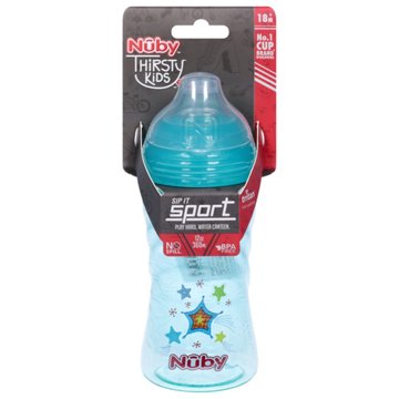 Nuby Thirsty Kids Sip It Sport Bottle - Colors May Vary, 12 oz