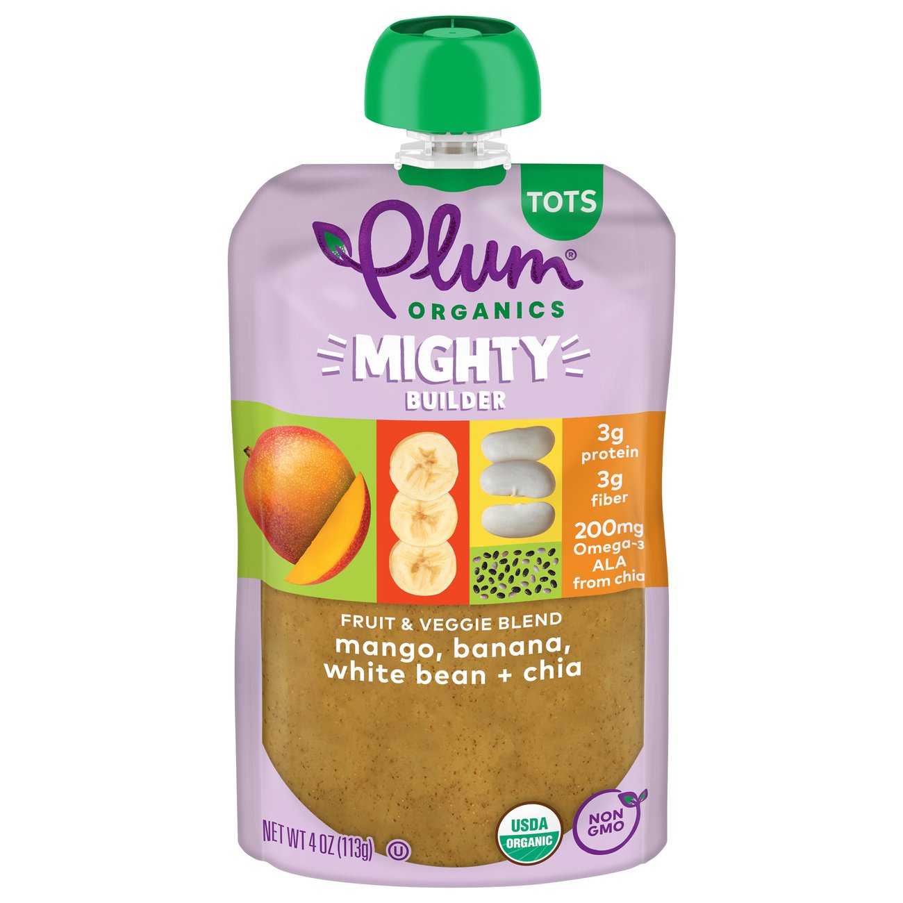 Plum Organics Mighty Builder Pouch Mango Banana White Bean