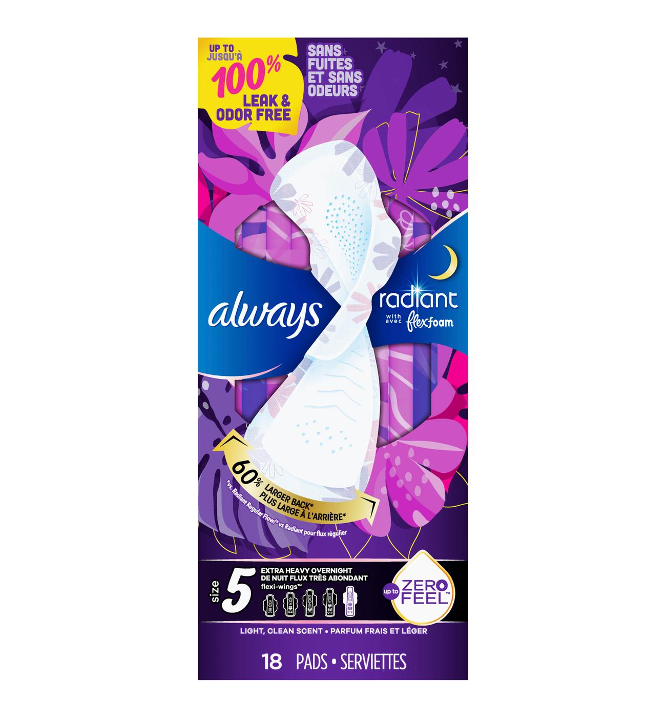 Always Infinity Flex Foam, 22 Pads, Unscented, Size 5, Extra Heavy