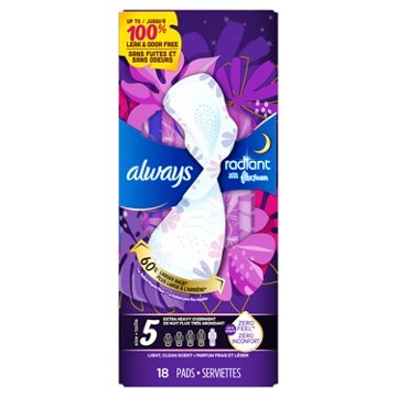 Always Radiant FlexFoam Pads with Wings - Size 5, 18 ct