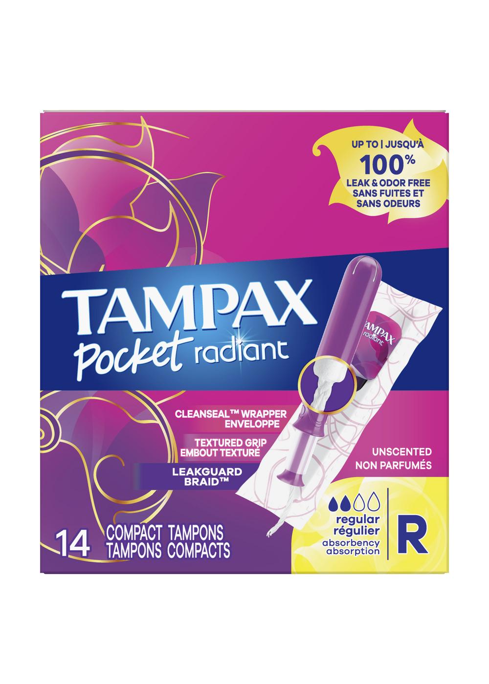 Tampax Pocket Radiant Compact Tampons - Regular; image 1 of 9