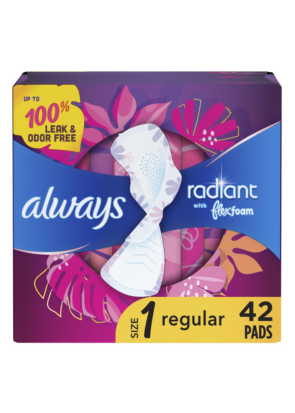 Always Radiant FlexFoam Size 1 Regular Pads with Wings ; image 10 of 11