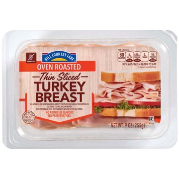Hill Country Fare Thin Sliced Oven-Roasted Turkey Breast Lunch Meat, 9 oz