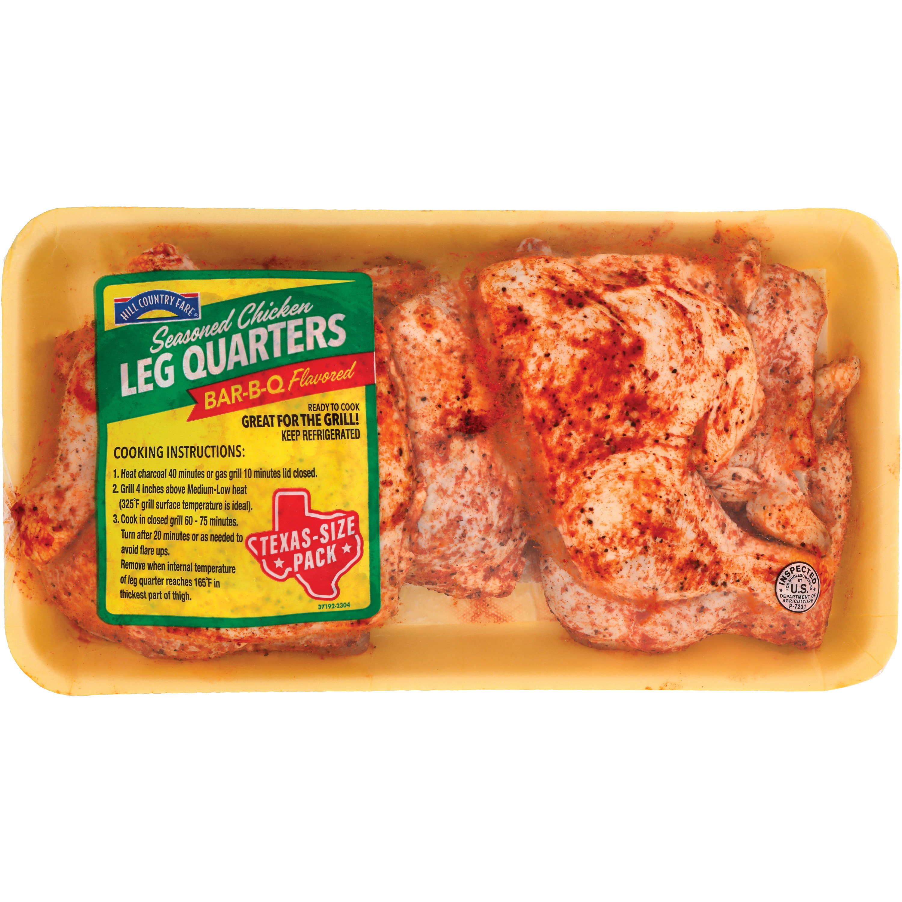 Hill Country Fare BBQ Seasoned Chicken Leg Quarters - Texas-Size Pack ...