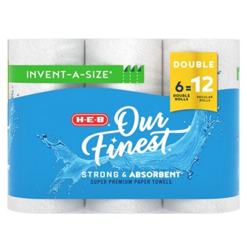 H-E-B Our Finest Invent-A-Size Paper Towels, 6 Double Rolls