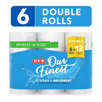 H-E-B Our Finest Invent-A-Size Paper Towels, 6 Double Rolls