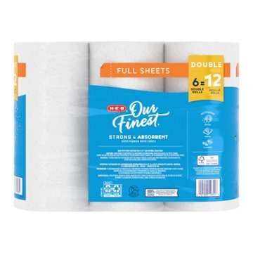 H-E-B Our Finest Full Sheet Paper Towels, 6 Double Rolls