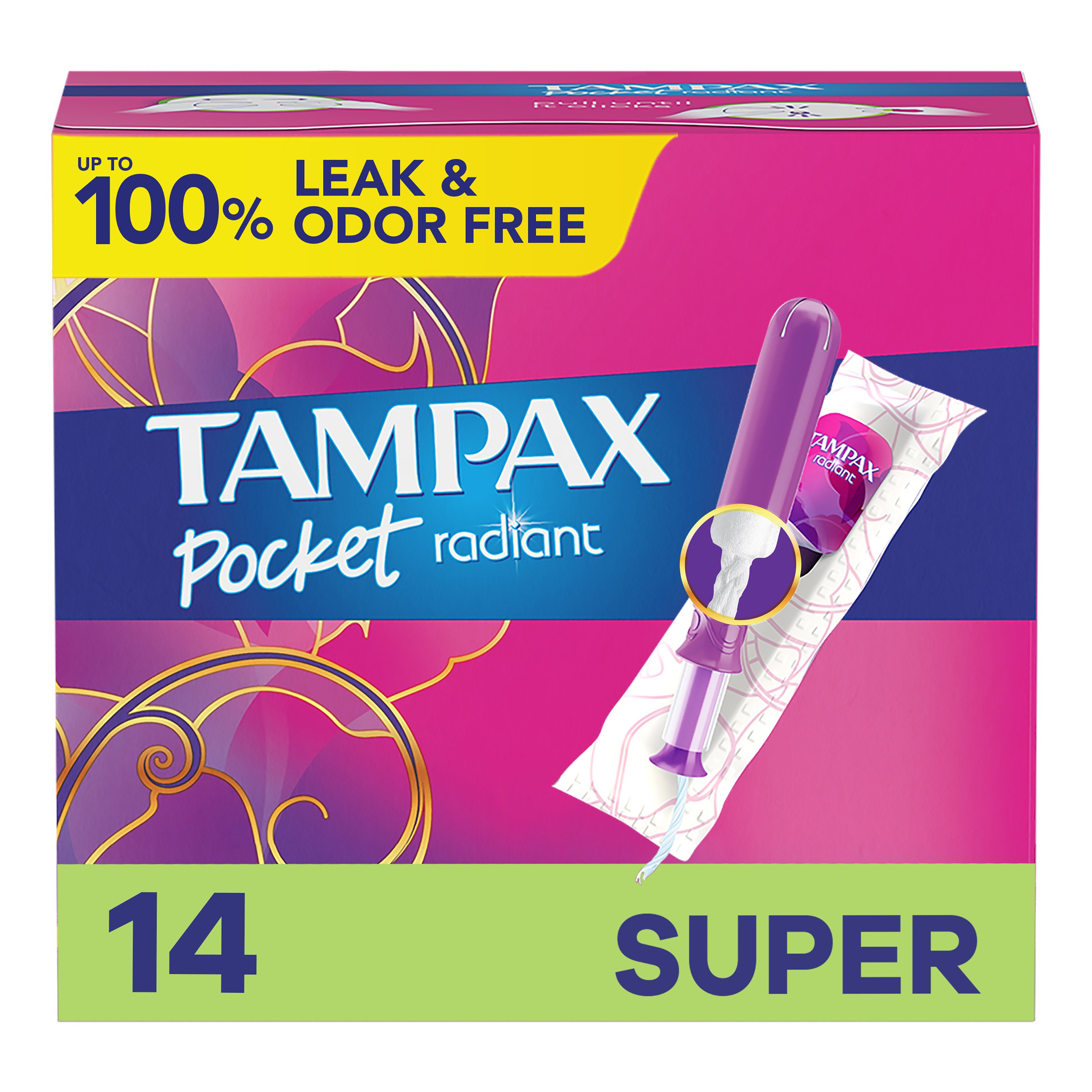 Tampax Radiant Pocket Compact Tampons - Super - Shop Tampons at H-E-B