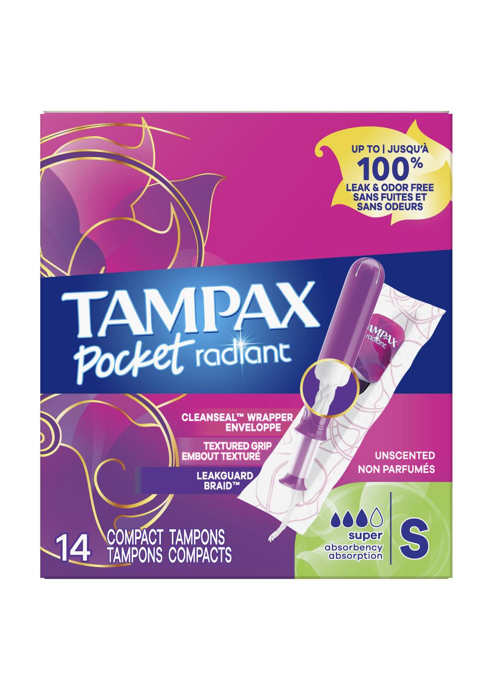 Tampax Radiant Pocket Compact Tampons - Super; image 1 of 9
