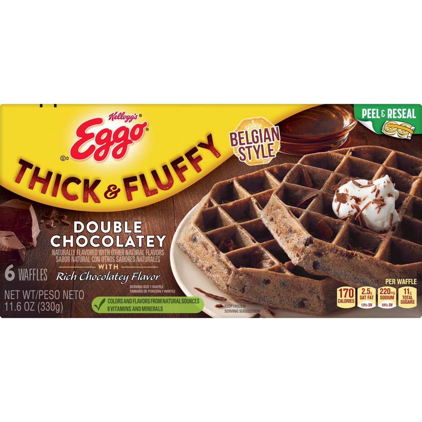 Eggo Thick and Fluffy Double Chocolatey Frozen Waffles, 11.6 oz; image 1 of 4