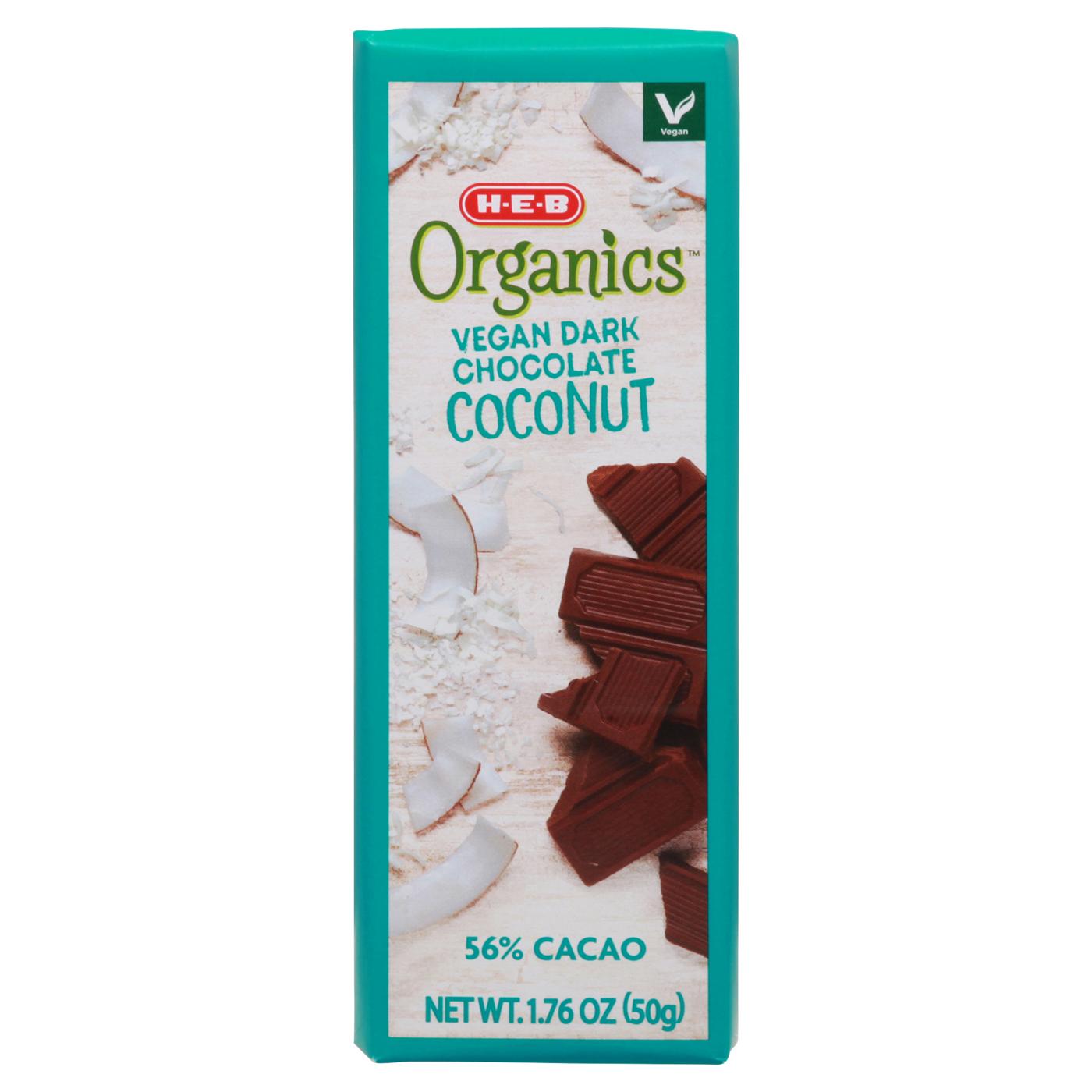 H-E-B Organics Vegan Coconut 56% Cacao Dark Chocolate Bar; image 1 of 5