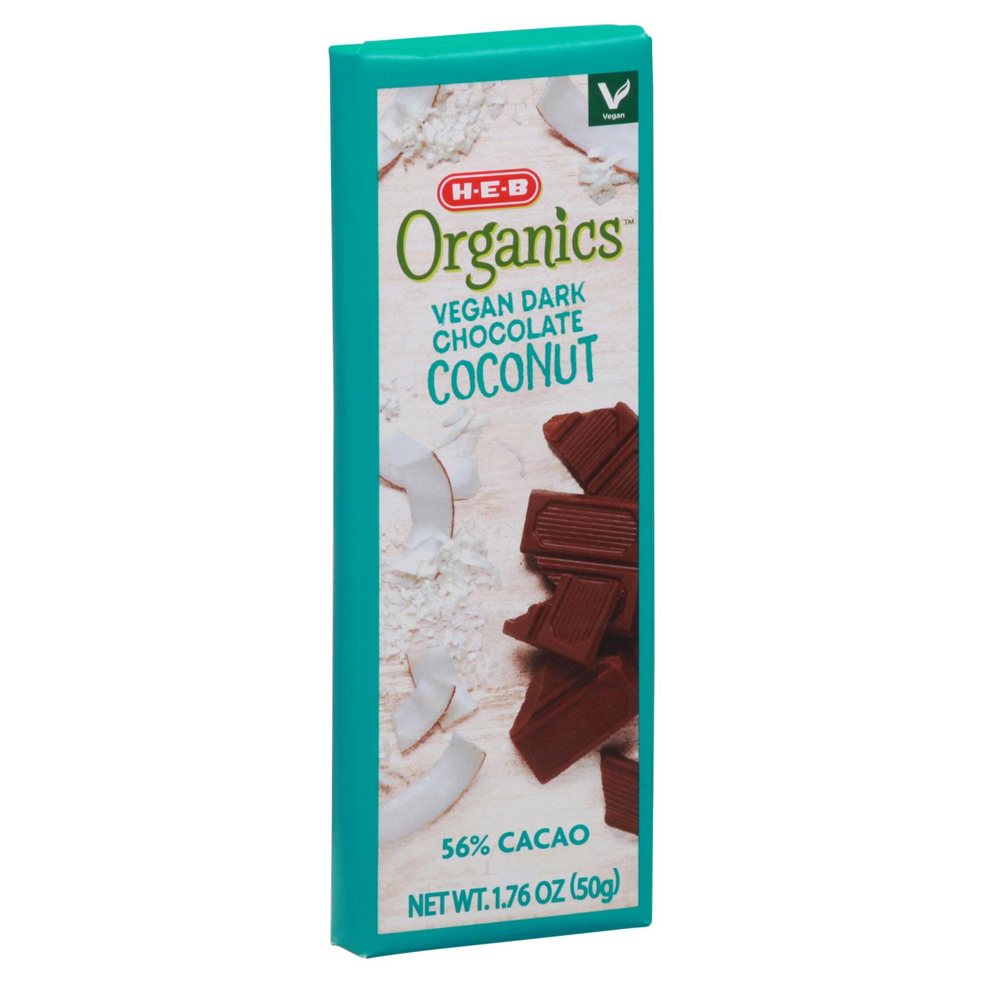 H-E-B Organics Vegan Coconut 56% Cacao Dark Chocolate Bar; image 2 of 5