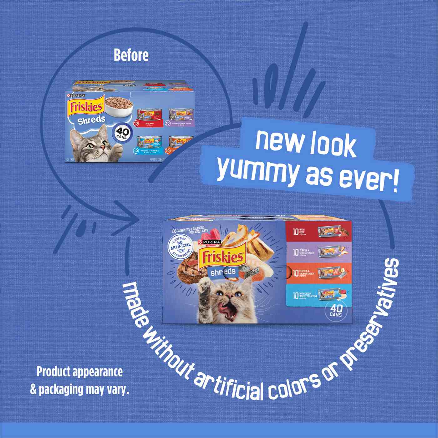 Friskies Purina Wet Cat Food Variety Pack Shreds - Beef, Turkey and Cheese Dinner, Chicken and Salmon Dinner, and Ocean Whitefish and Tuna; image 5 of 11