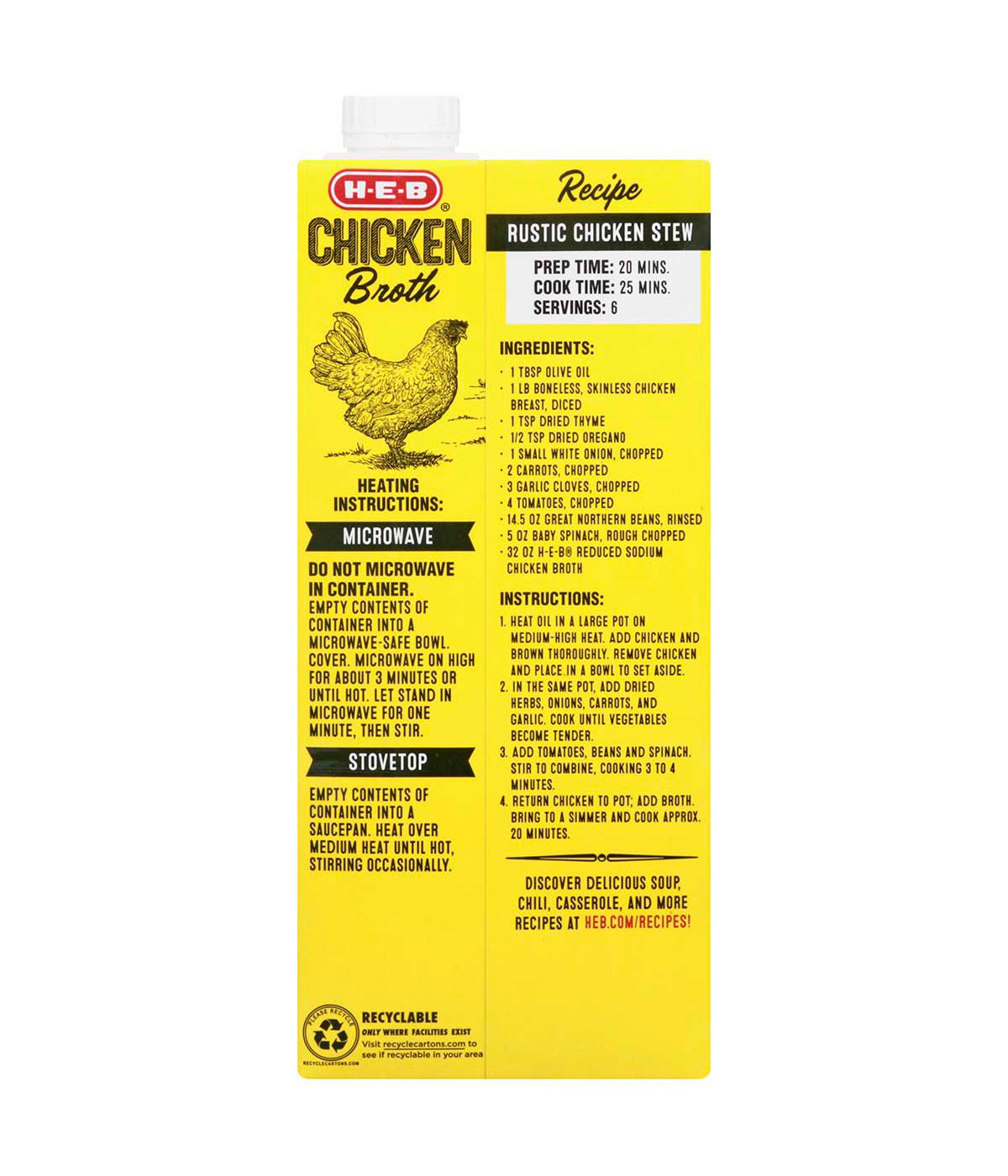 H-E-B Reduced Sodium Chicken Broth; image 6 of 6