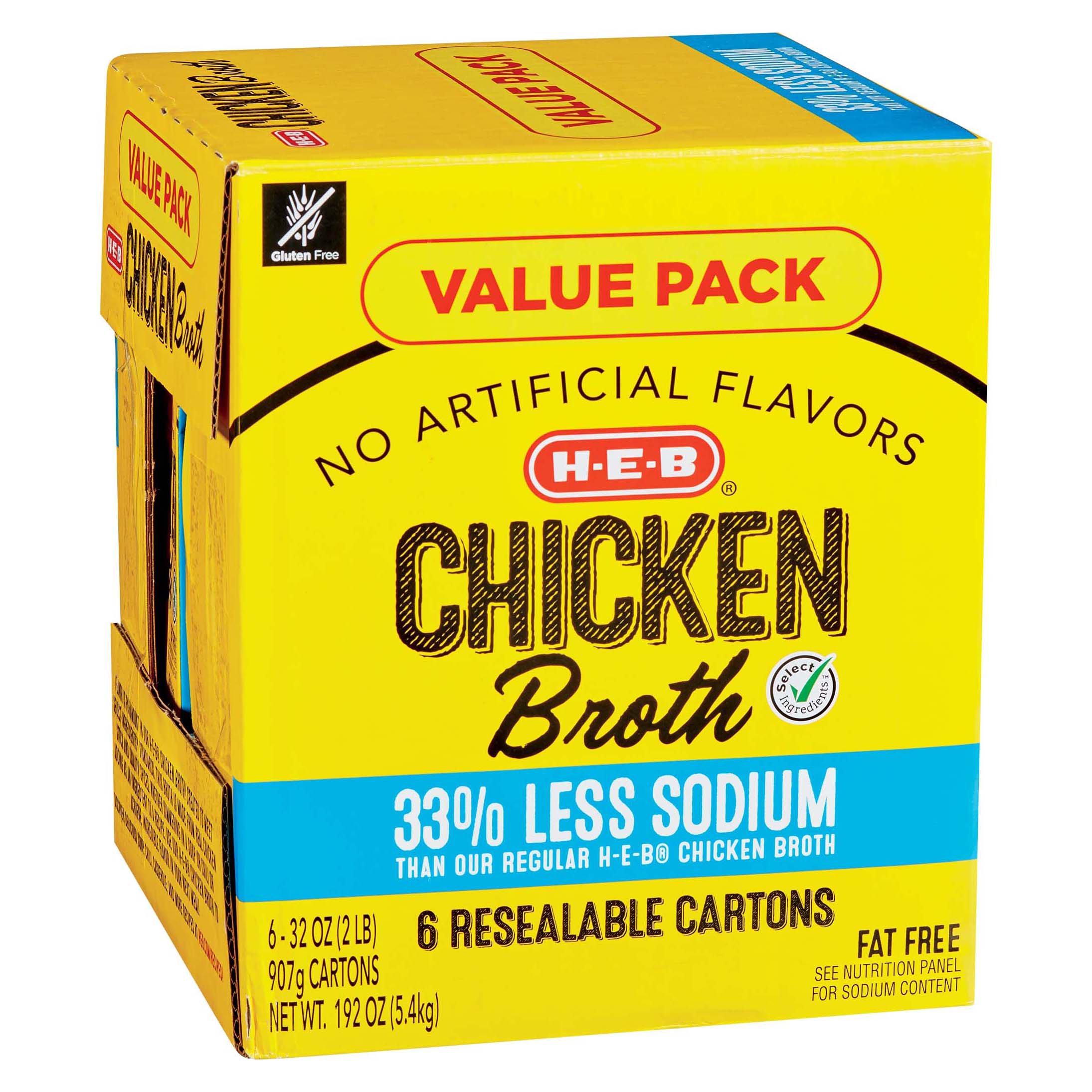 H-E-B Select Ingredients Reduced Sodium Chicken Broth Club Pack - Shop ...